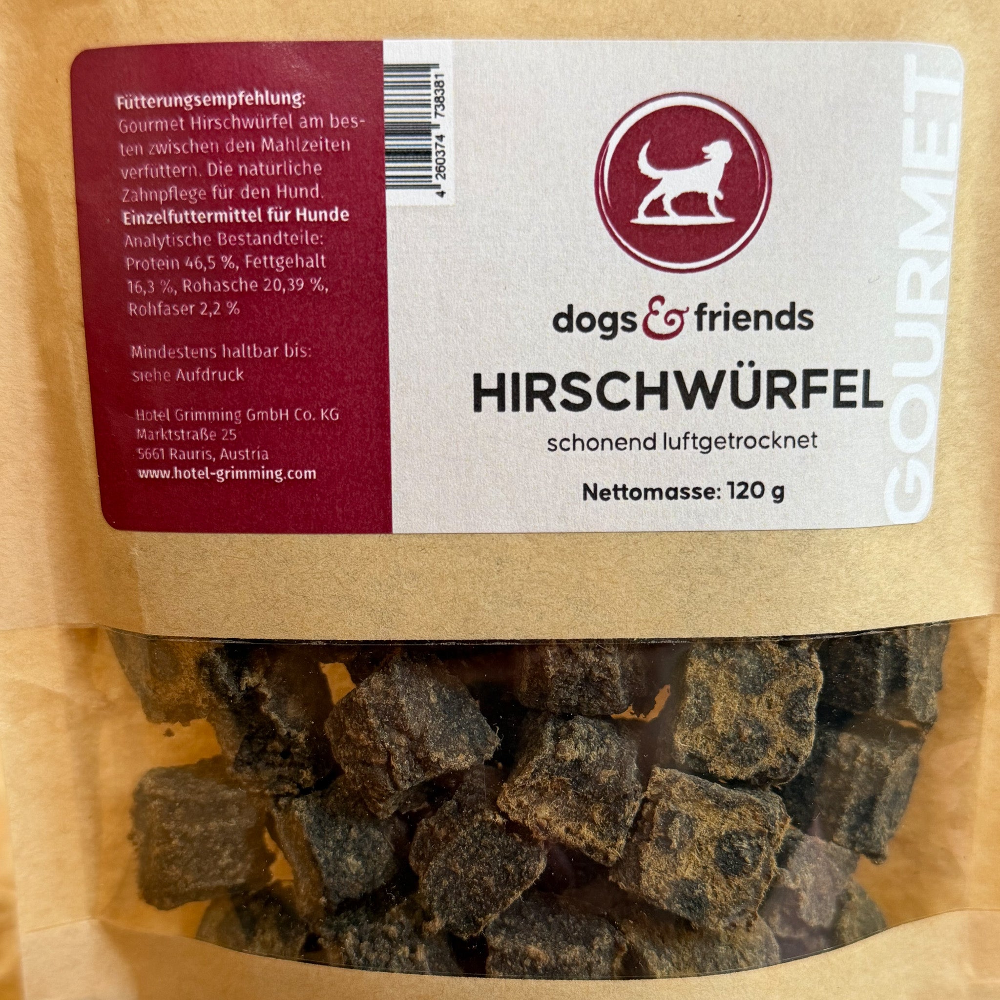 dogs&friends Hirschwürfel 120g