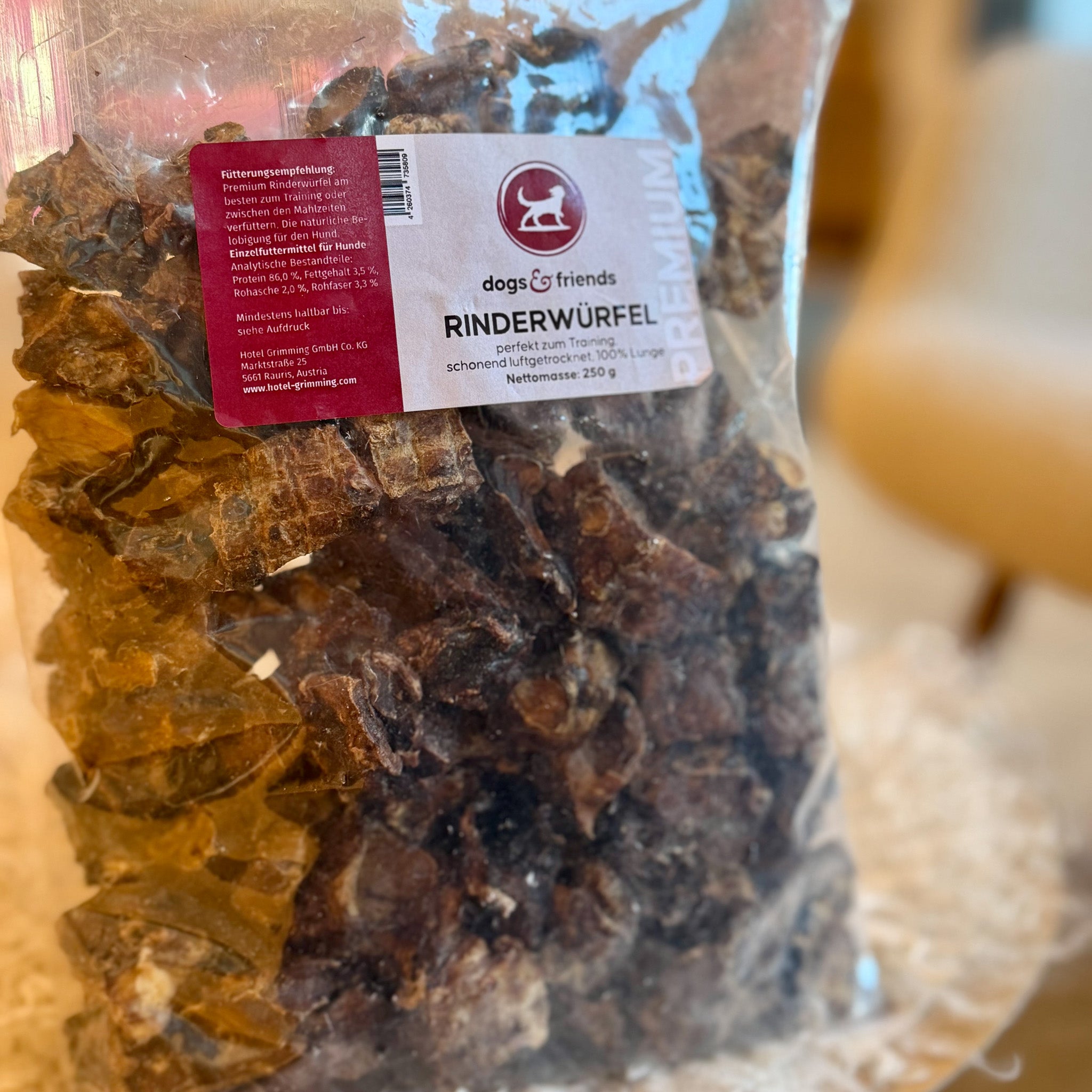dogs&friends Rinderwürfel- 100% Lunge 250g